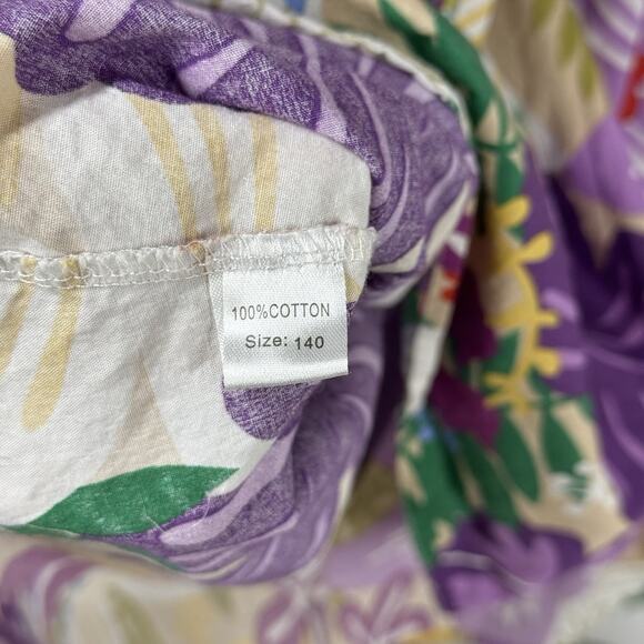 Girls Floral Cotton Dress Size 8-10 Tie Back Flutter Sleeve Hibiscus Sundress - Picture 3 of 5